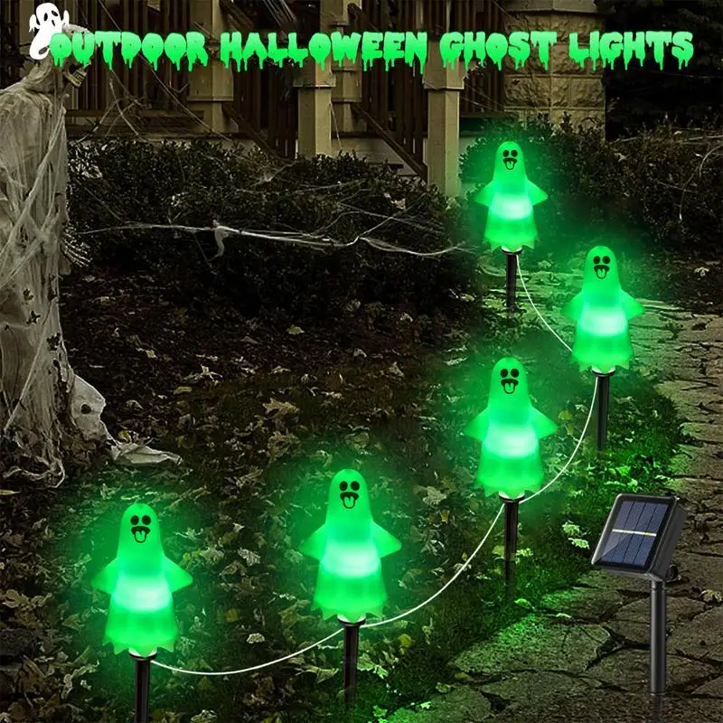 Halloween Pathway Markers Lights Waterproof Solar Ghost Stake Lights Ghost Pathway Lights Halloween Pathway Lights Ghost 3
