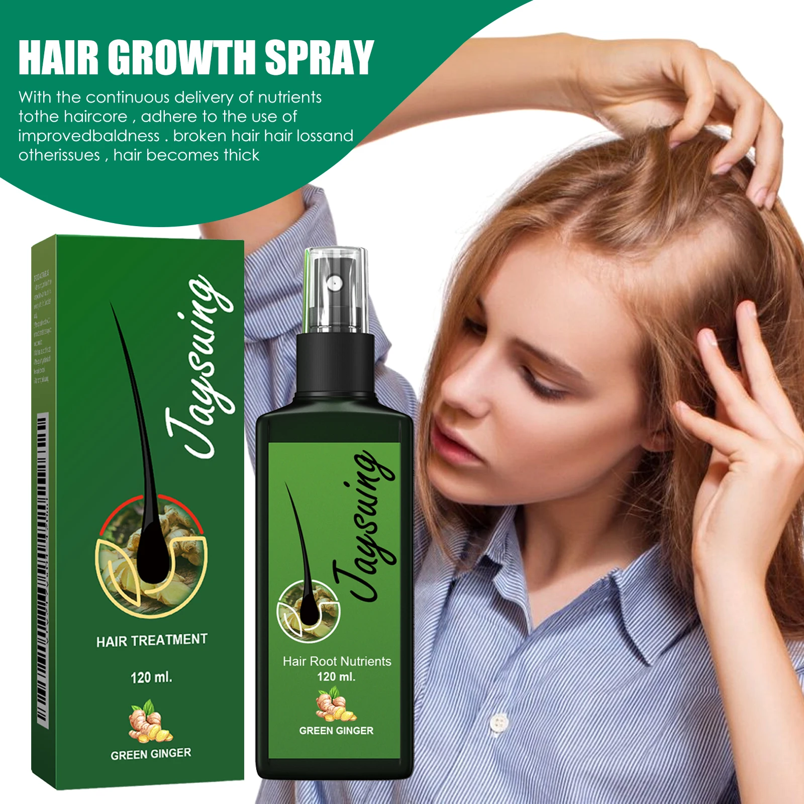 Hair Growth Spray Ginger Massage Scalp Damaged Treatment Solution Nourish Roots Fast Grow Anti Hair Loss Serum Beauty Health 3
