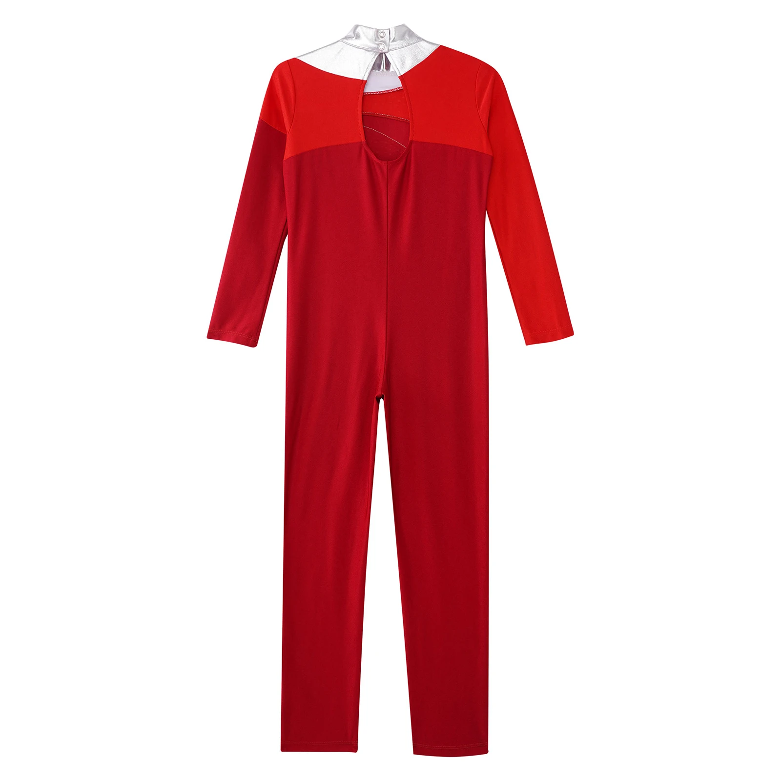 Kids Girls Rhythmic Gymnastics Jumpsuit Ballet Full Bodysuit Metallic Contrast Figure Ice Skating Dancewear girls dance costumes