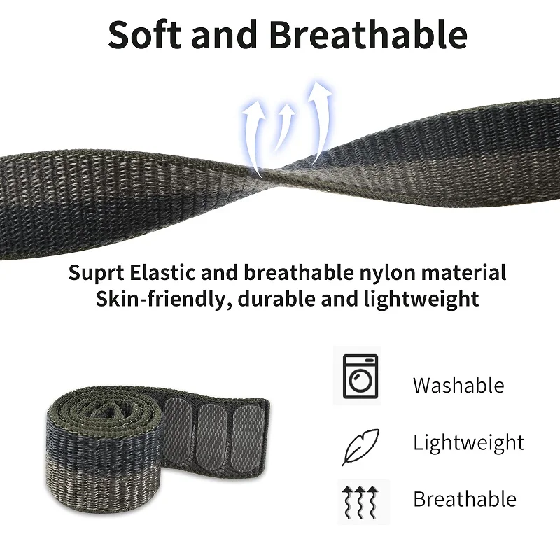 Durable Nylon Hook-and-Loop Smartwatch Wristband - 26mm & 22mm Options