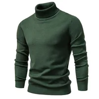 Mens Ribbed Stretch Slim Fit Knitted Pullover Casual Turtleneck Sweater Long Sleeve Sweaters Winter Thermal Sweater