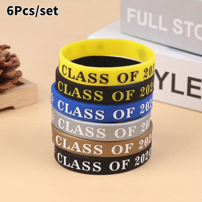 

6 шт., силиконовый браслет для студентов, 2024
