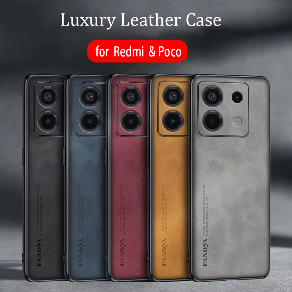 For Xiaomi Redmi Note 13 Pro Plus 4g 5g Luxury Sheepskin Leather Case On Poco X6 M6 F6 Pro Men Back Cover Note13 13pro X6pro