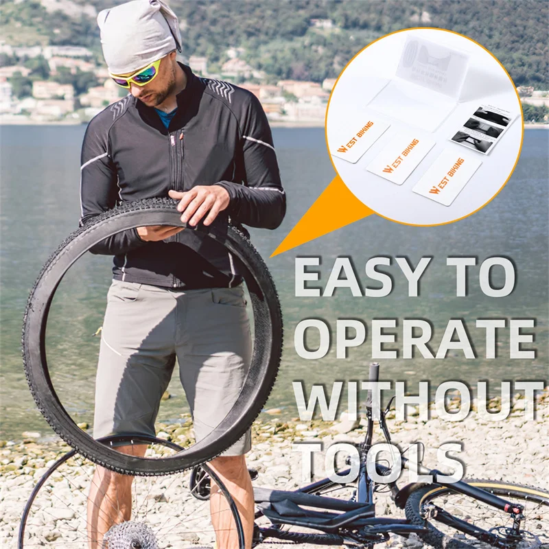 WEST BIKING 3Pcs/Pack Portable Bicycle Glueless Tire Repair Kit Rubber Patch MTB Road Bike Glue-free Fast Inner Repair Tools