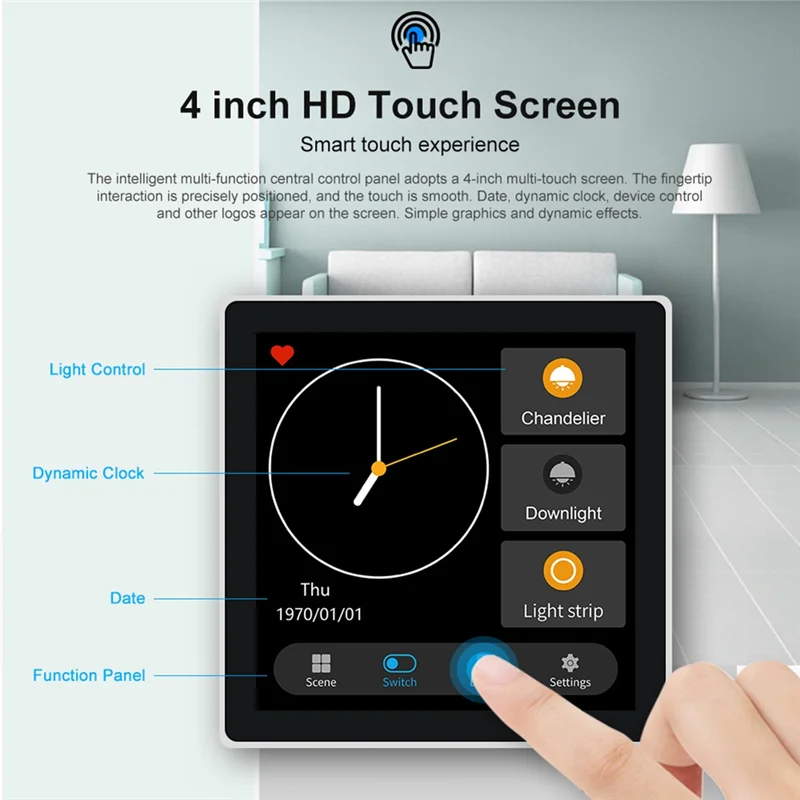 

Tuya Smart Home Multiple Zigbee Smart Home Control Panel 4 Inch Switch Panel In-Wall Touchscreen Control for Home-EUplug