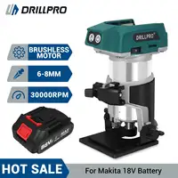 Drillpro 5 Speeds Brushless Electric Hand Trimmer Cordless Wood Router Woodworking Engraving Slotting for  18V Battery 1