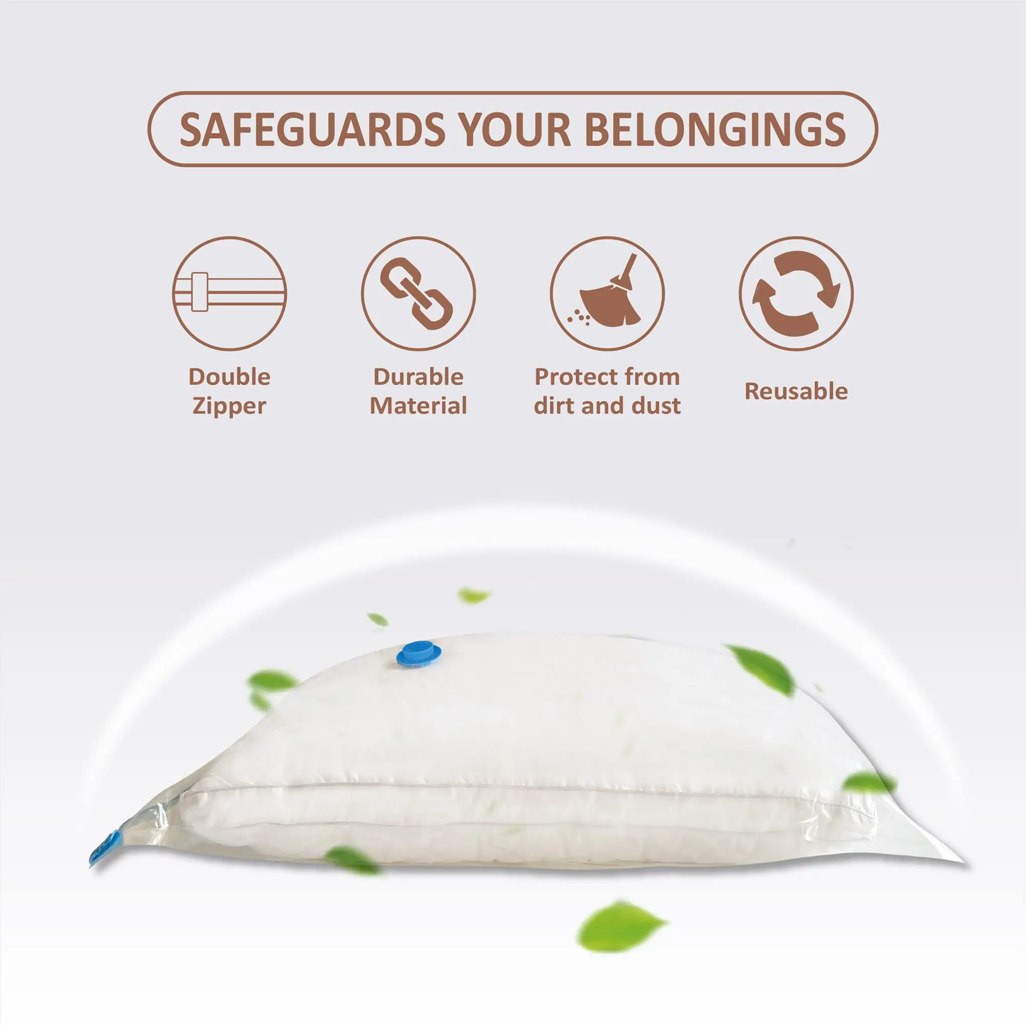 Vacuum Storage Bags 10 Small, Space Saver Seal Bags for Clothing Blankets Comforters Pillows Bedding Travel Luggage Carry-On 3