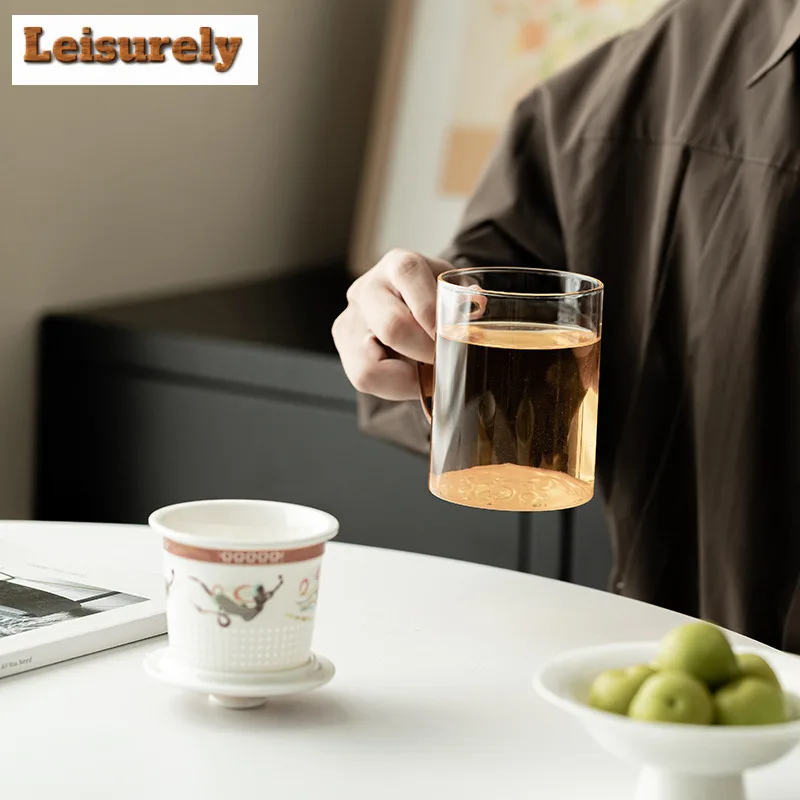 400ML Moonlit Dunhuang Apsaras Filter Tea Separator Cup Personal Tea Separation Office Water Cup Ceramic Tea Maker Mug Drinkware