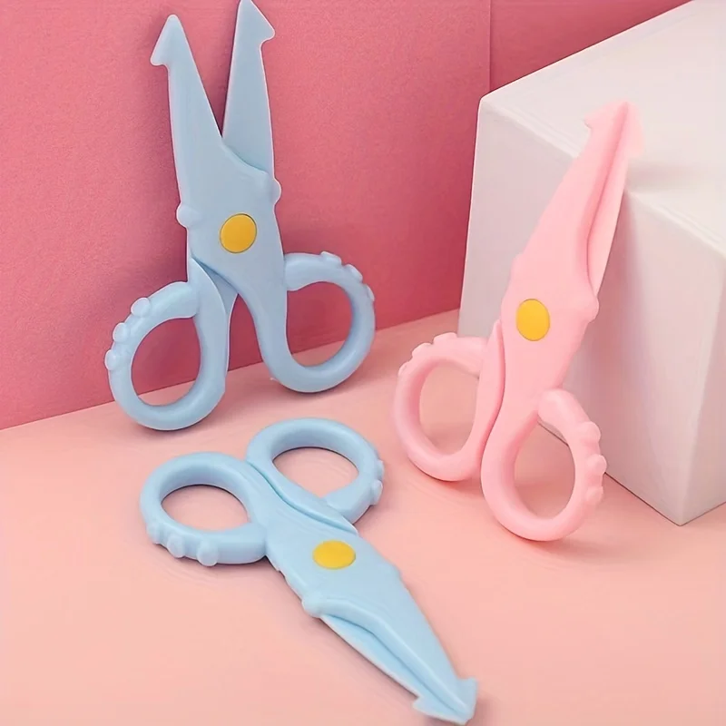 Stationery Scissors Soft Handle Scissors Portable Scissors Cutter 1/2pcs cute squid scissors mini plastic scissors student hand cut paper-cut stationery children