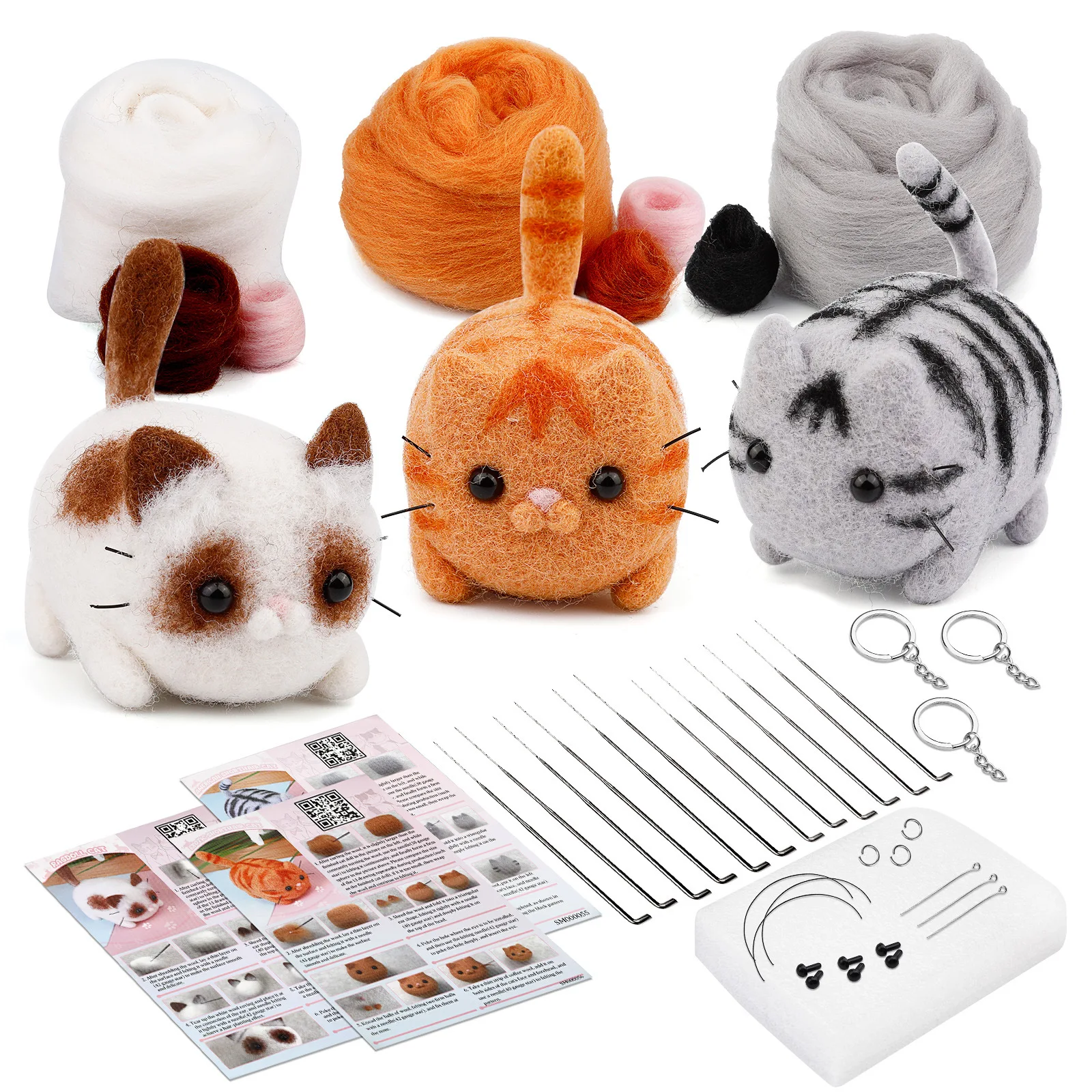 Description Picture 2 of itemDog Wool Needle Felting Kit Non-Finished Cat Handmade Wool Felting Material Package Doll Toy DIY Gift Needle Felting Tool Kit