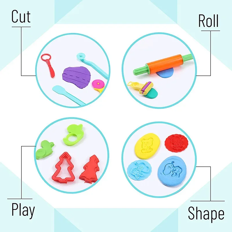 Kids DIY Play Dough Art Craft Toys 3D Plasticine Model Tools Accessories Clay Cutter Molds Creative Set For Boys Girls Children 4