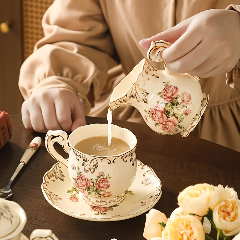 مجموعة هدايا شاي بعد الظهر - زخرفة ذهبية عتيقة، مث...