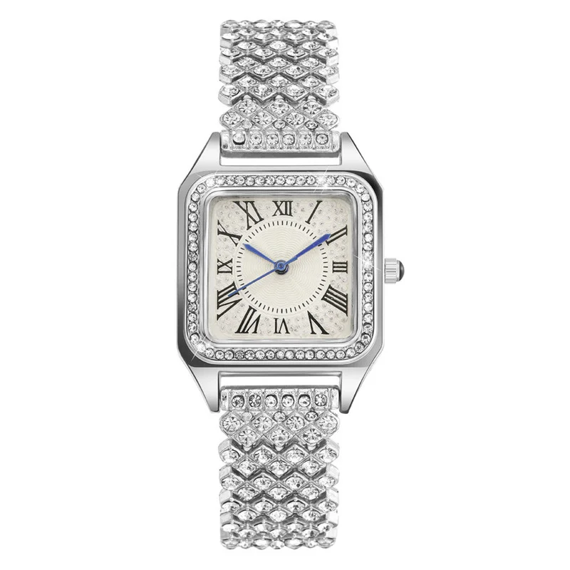 

smvp Quartz Watches For Women's Steel Band Creative Small Block Inlaid Diamond Fashion Leisure Trend