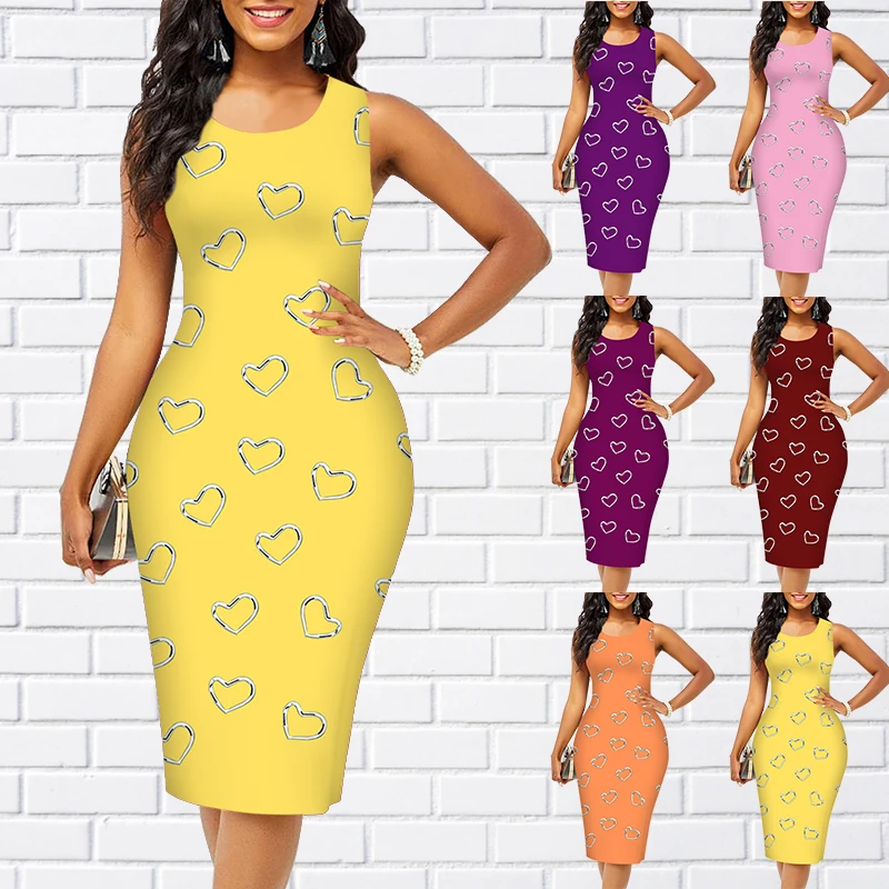 

Plus Size Square Neck Sleeveless Midi Bodycon Dress Fashion Design Print Womens Summer Dresses Casual Floral Swing Midi Dress