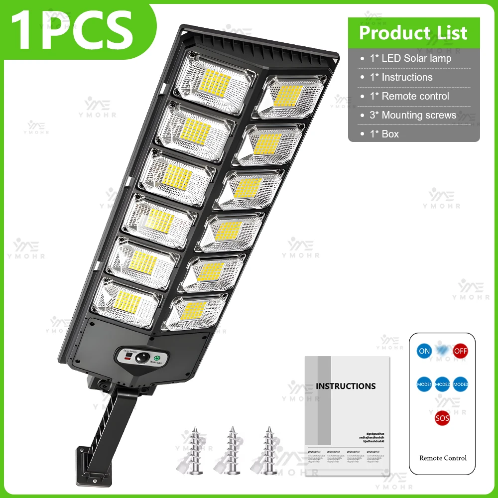 Solar-Powered LED Motion Sensor Outdoor Light, IP68 Waterproof Wall and Street Lamp