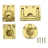 Marine 316 Stainless Steel Brass Plating Hatch Pull Handle with Mounting Screws Round Square Flush Lift Ring for Boat 1