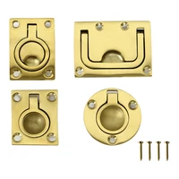 Marine 316 Stainless Steel Brass Plating Hatch Pull Handle with Mounting Screws Round Square Flush Lift Ring for Boat 1