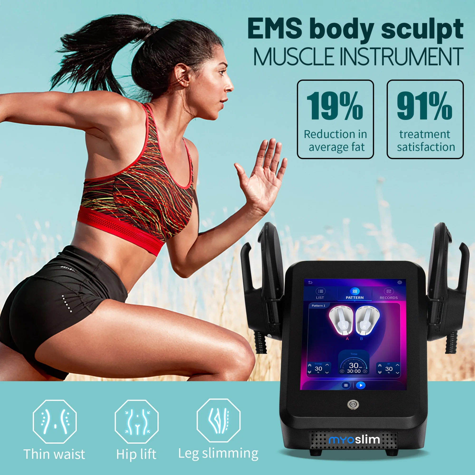 EMS MYOslim Hi-emt Body Sculpt Machine Sculpting Weight Loss Massager Device Electromagnetic Fat Slimming Muscle Stimulation 2