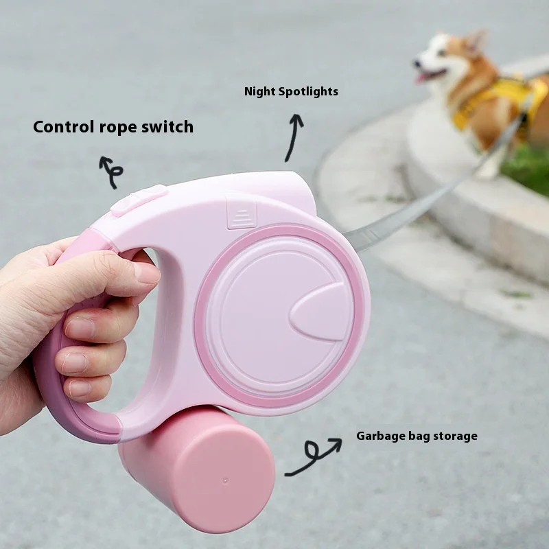 Guinzaglio Retrattile 5m Rosa Per Cani Piccoli E Medi – Sicuro E Comodo