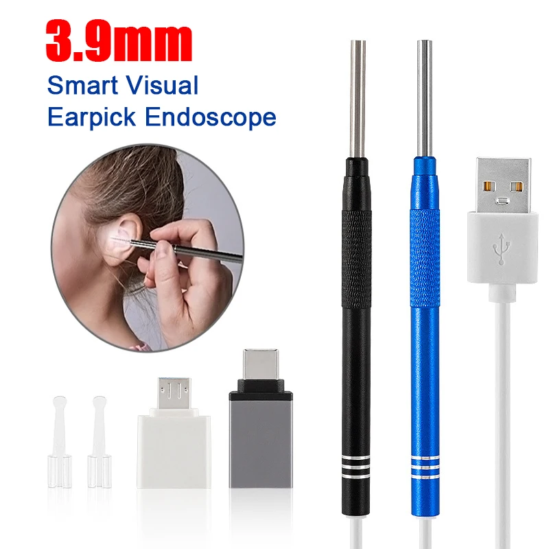 

1Set 3.9mm Smart Visual Earpick Glowing Visual Ear Stick Mini Camera Endoscope Spoon Cleaning Mouth Nose Otoscope