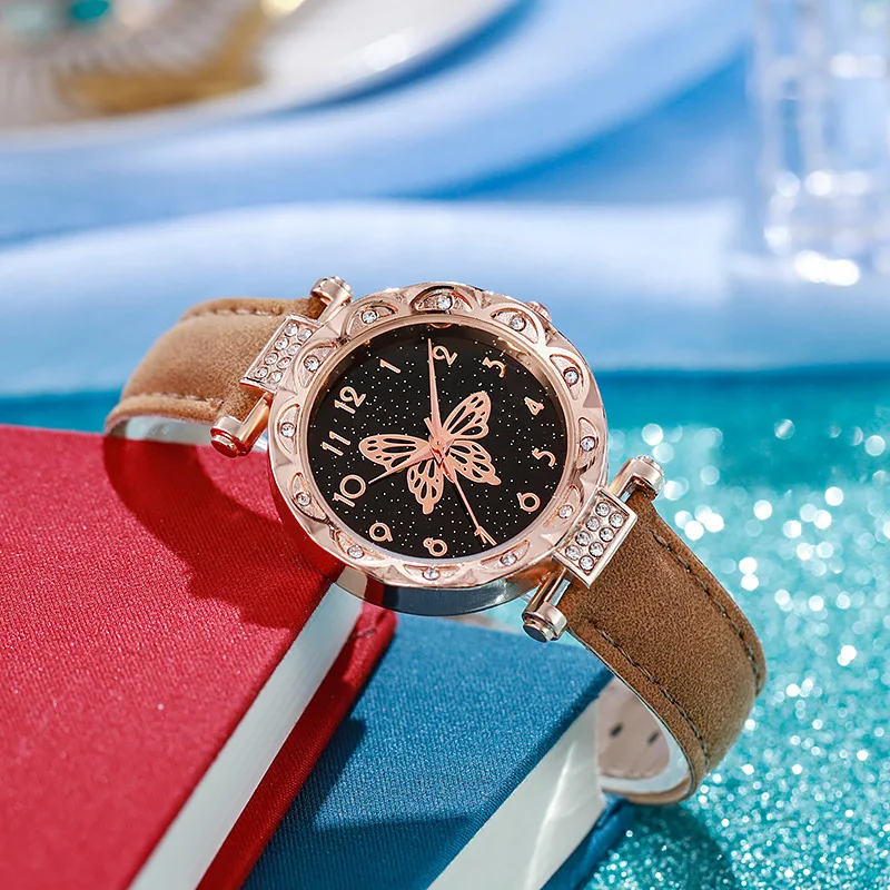 Women Watches Pink Pearl Butterfly Fashion Rhinestone Casual Bracelet Watch Simple Female Clock Ladies Quartz Wristwatches women watches,electronic watch