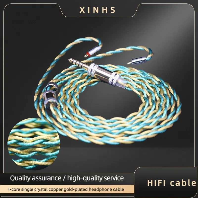 

XINHS 4-Core 7N Single Crystal Copper Gold Plated HiFi Earphone Upgrade Cable 2.5mm 3.5mm 4.4mm Suitable for IEM Vesper Chu I