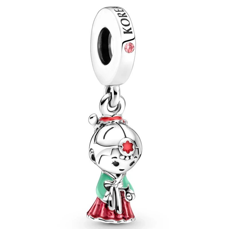 

DIY Charms Mix Enamel Korean Doll Hanbok Pendant 925 Sterling Silver Bead Fit Fashion Bracelet Bangle Jewelry