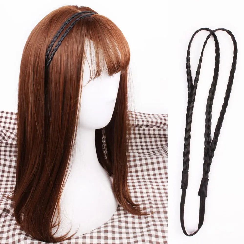 Accessori per capelli sintetici: Fascia per capelli intrecciata a 4 colori, parrucca intrecciata, fascia per capelli con parrucca, parrucca sintetica a doppia treccia - immagine 3