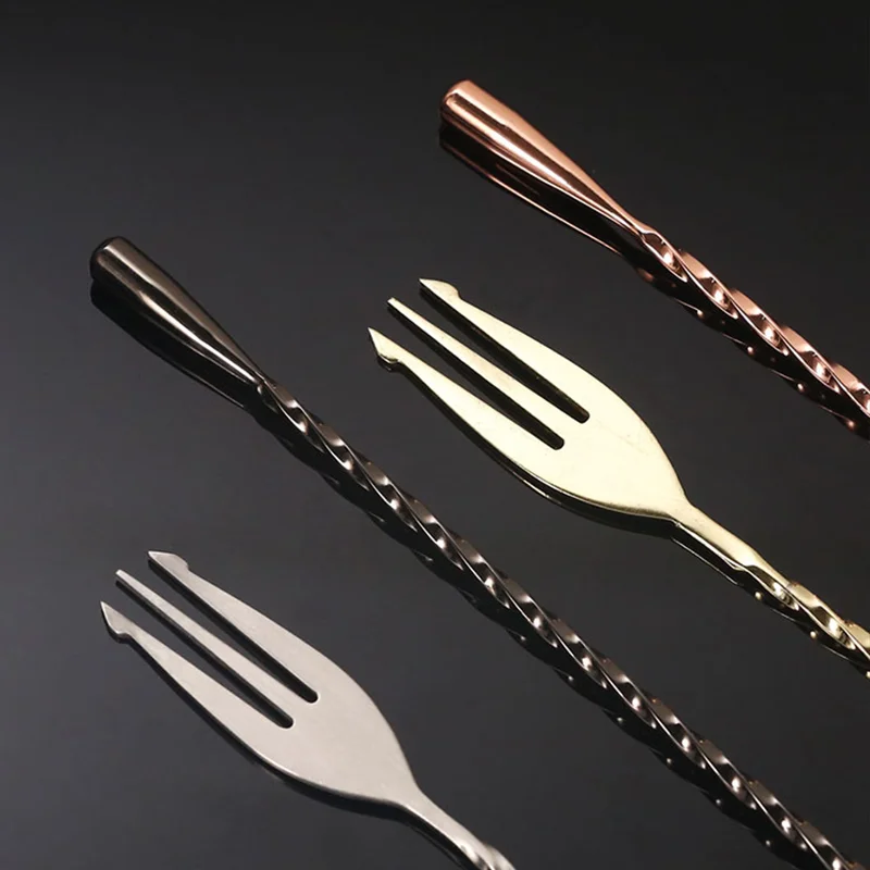30 40 50cm Bar Teadrop Spoon Stainless Steel Durable Double Head Mixing Spiral Pattern Cocktail Spoon Long Handle Bar Sets