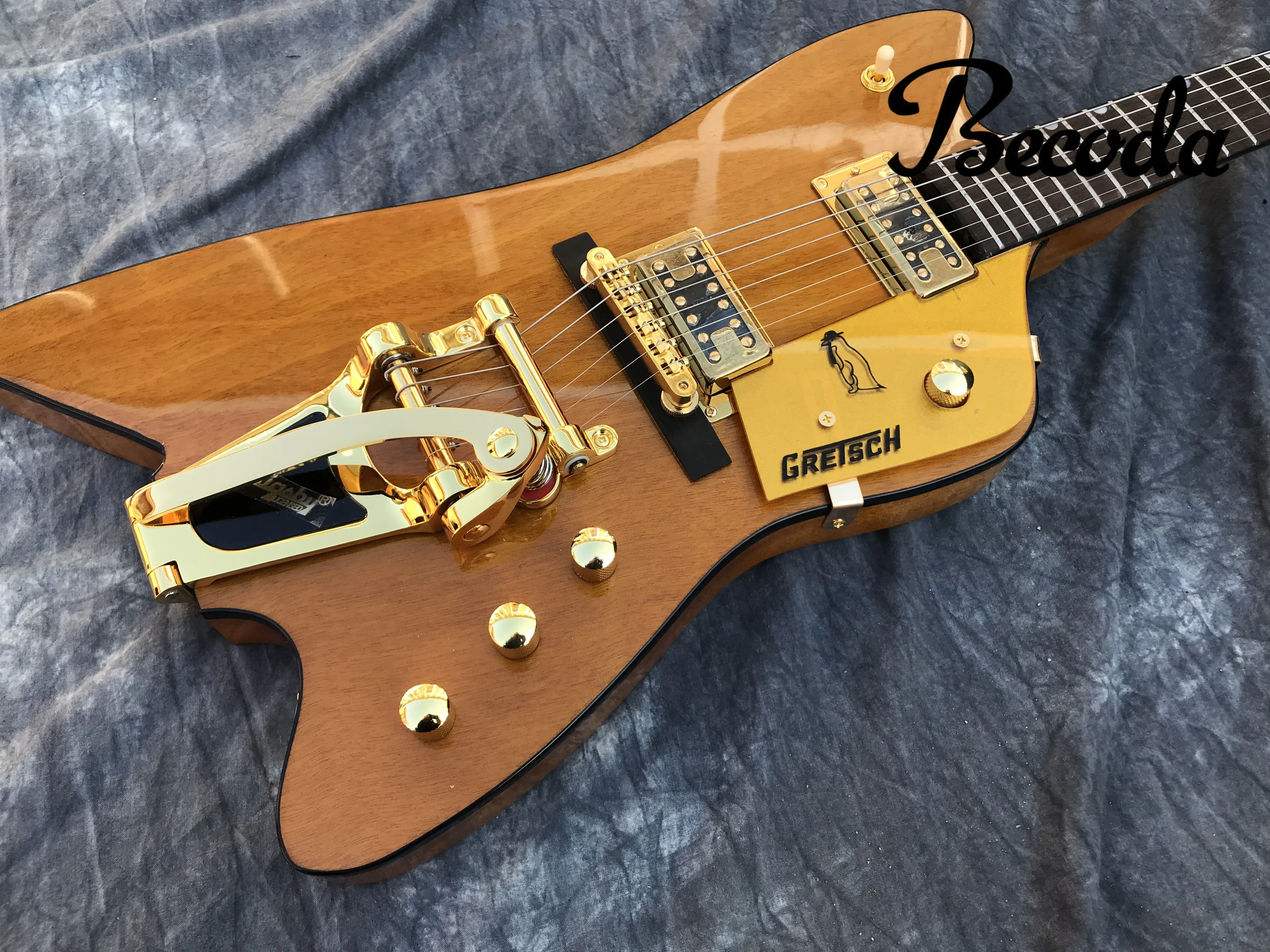 

Электрическая гитара Becoda custom shop, Высококачественная гитара GRE tsch, золотая фурнитура, система tremolo