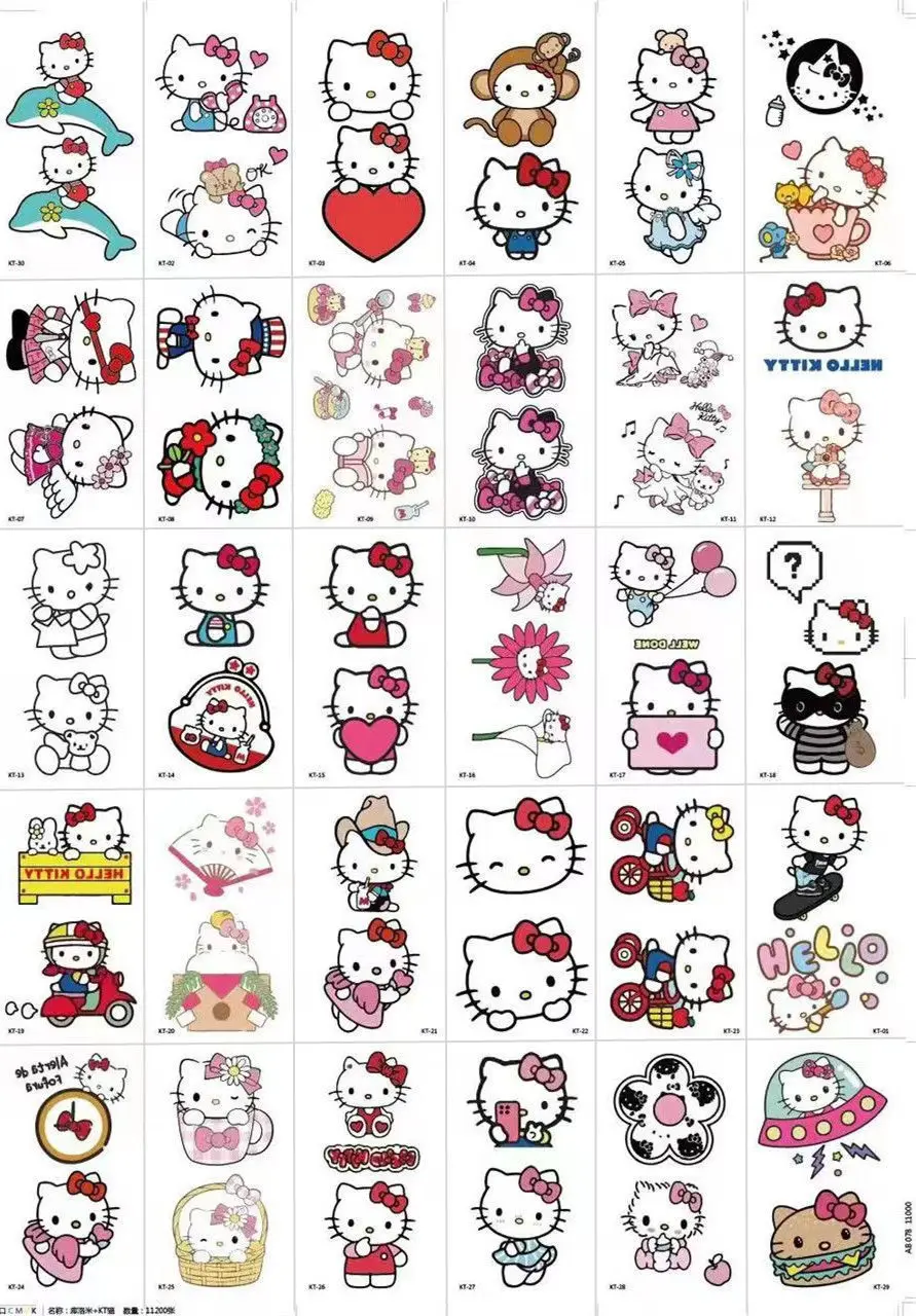 Sanrio Cartoon Characters Kuromi Hello Kitty Children Temporary Tattoos Cute Waterproof and Durable Color Tattoo Sticker Gifts 3