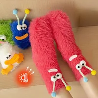 Ugly-Cute Fuzzy Socks Plush Thick-Knit Mid-Crew Non-Slip Grips Floor Socks for Sleeping Lounge Warm Cozy Non-Slip Grip