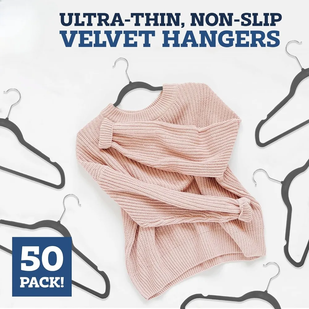 Heavy Duty Hangers Coats Pants Dress Non Slip Space Saving Felt Hanger Cloth Organizer Clothes Drying Rack Home Accessories 2