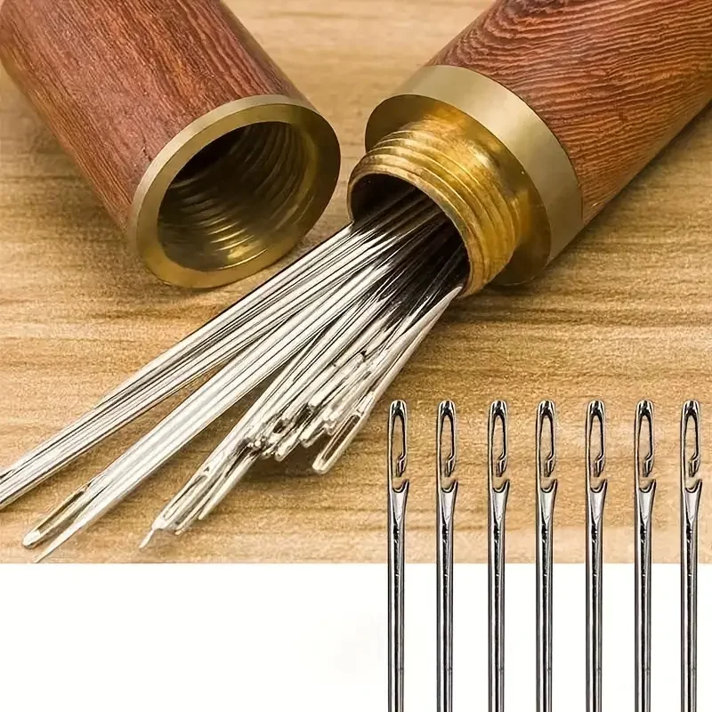 Sewing Needles 30Pcs Side Hole Blind Stainless Steel Elderly Self Threading Household DIY Jewelry Beading Tool