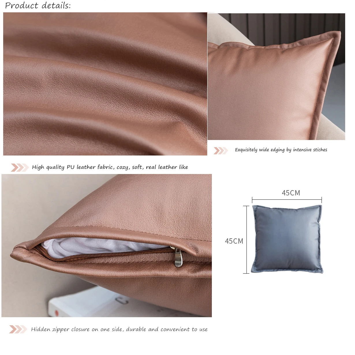 2022 New Luxury Solid PU Leather Pillowcase Multi-colors