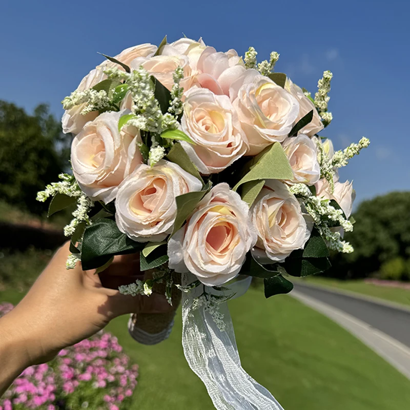 1PC Wedding Bouquets for Bride Outdoor Wedding Bride Hand Tossing Bouquet Artificial Bouquet for Ceremony Party Church