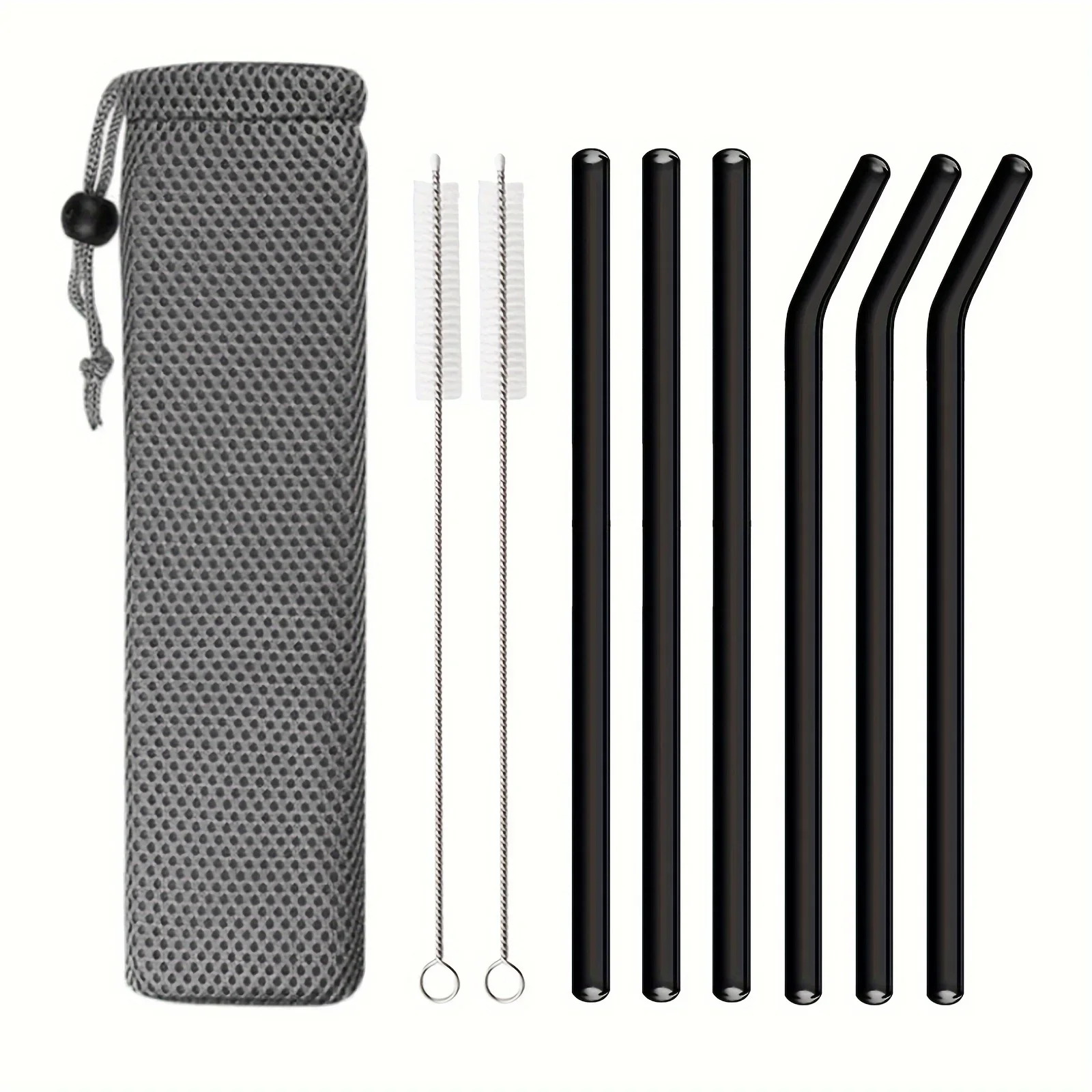 Colorful Eco-Friendly Reusable Glass Drinking Straws - Set of 9