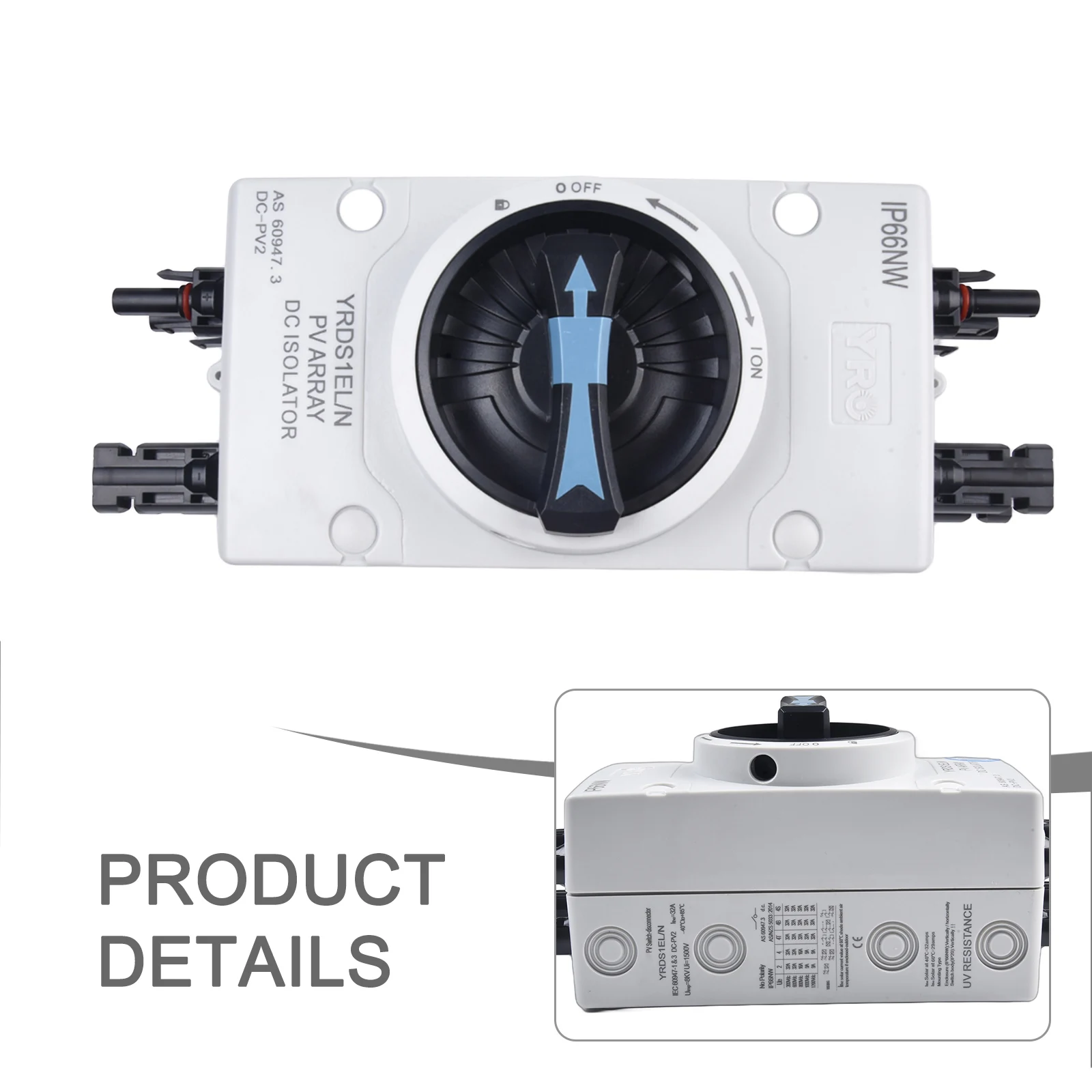 

Durable Switch Accessories 1 Pcs 32A /1000VDC 4P ABS DC Disconnector For 2 Strings IP66 Main Switch UV Resistant