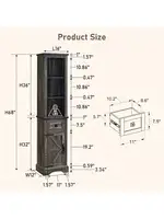 OKD Farmhouse Storage Cabinet with Adjustable Shelves and Storage Drawer Tall Linen Tower for Bathroom and Living Room D 2