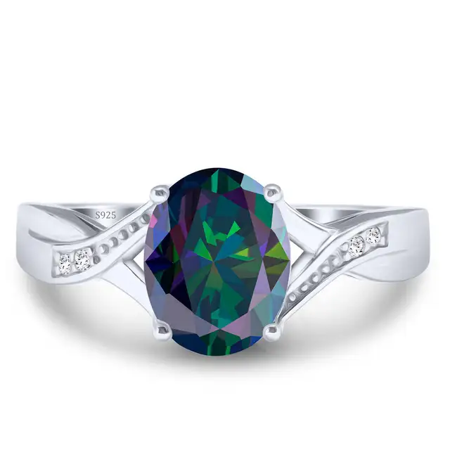 2CT Classic Pigeon Egg Dcolor Moissanite Circular Curve Ring