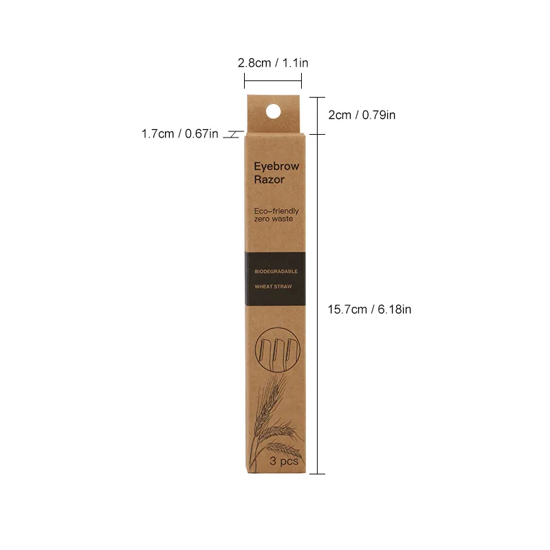 Wheat Straw Face Eyebrow Razor for Women Facial Dermaplane Razor Biodegradable Dermaplaning Tool with Precision Cover 3 Pcs/Box eyebrow razor set eyebrow razor