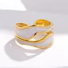 88128-43a98f.jpg Bague Vintage en acier inoxydable pour femmes, anneau d'ouverture d'huile goutte à goutte blanche, Simple, couleur or, géométrique réglable, bijoux 2023