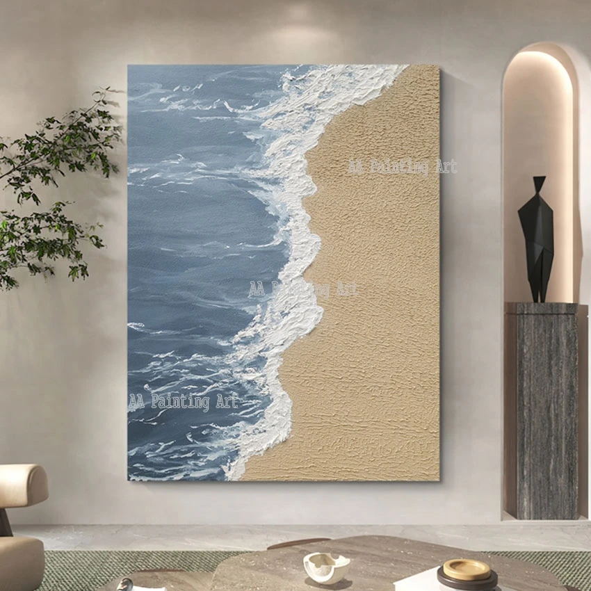 

Unframed Textured Sea Wave Acrylic Paintings, Oil Painting, Wall Decoration, Canvas Art, Unframed for Hotel Room Decoration