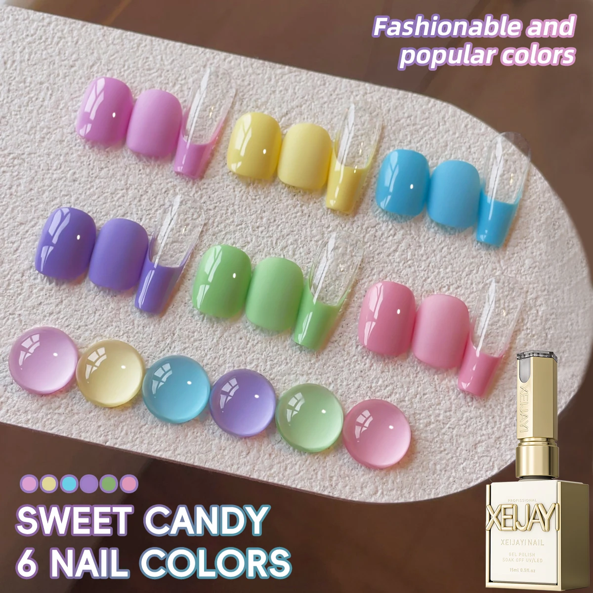 XEJAYI 6-Color Candy Sugar Gel Nail Polish Set UV LED Soaking Nail