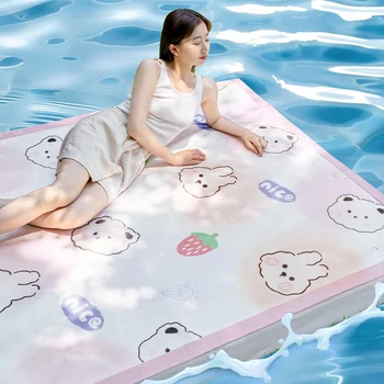 YanYangTian 침대커버, 침대 패드, 여름침대패드, 얇은 침대 매트리스, 냉각 아이스 실크 등나무 매트, 누비 인쇄 침대보 침실, 침대보, 싱글 및 더블 침대, 여름