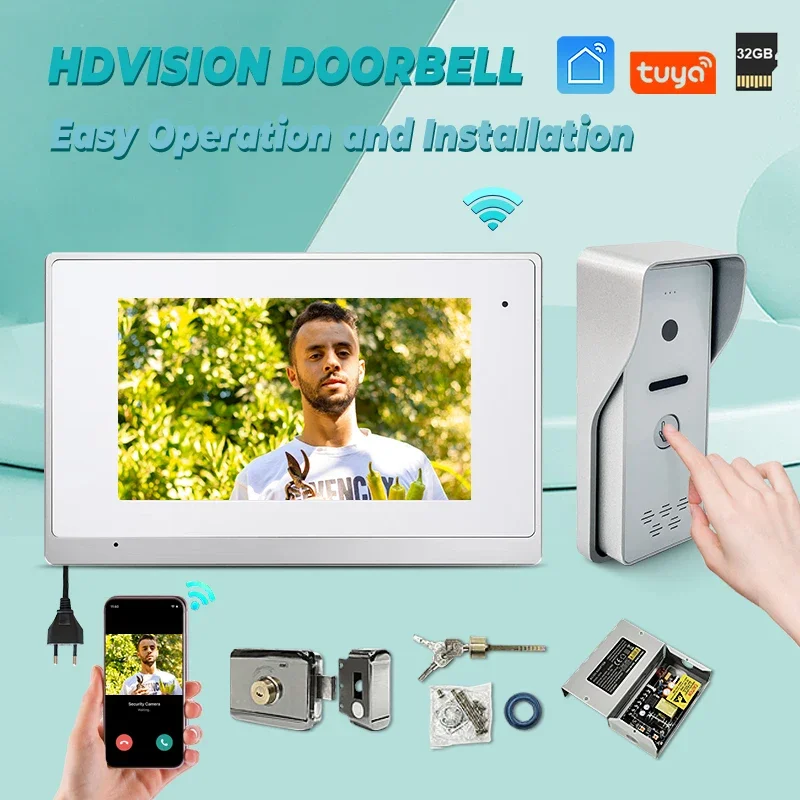 

New Cctv Home Security Wifi Tuya Smart Life Record 128G Memory Card new best wired video intercom system for home door entry