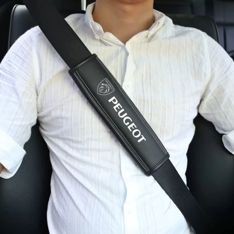 Car Seat Belt Leather Safety Belt Shoulder Covers for Peugeot 407 508 2008 5008 307 308 3008 206 207 2Pcs