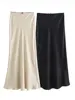 Mooyufon femmes mode 2024 printemps nouveau Satin Texture nœud décoration Vintage Chic femme taille haute H ligne jupes longues Mujer