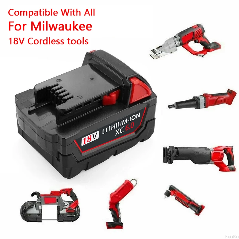 

18V 6.0Ah Lithium Ion Battery For Milwaukee Power Tool 48-11-1815 48-11-1850 48-11-1860 Z50 Replacement Batteries