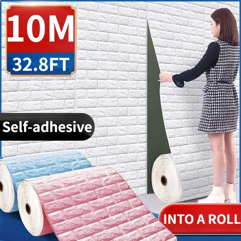 

3D Foam Brick Wall Panels Stickers Self Adhesive Waterproof Living Room Wallpaper Wall Decal Home Decor Wallcovering TV Backdrop